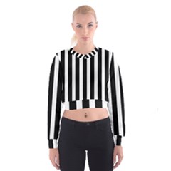 Black White Line Vertical Cropped Sweatshirt by Mariart