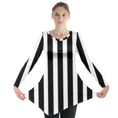 Black White Line Vertical Long Sleeve Tunic 