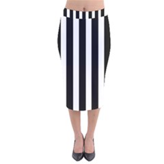 Black White Line Vertical Velvet Midi Pencil Skirt by Mariart