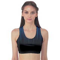 Black Blue Line Vertical Space Sky Sports Bra by Mariart