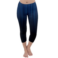 Black Blue Line Vertical Space Sky Capri Winter Leggings 