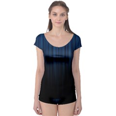 Black Blue Line Vertical Space Sky Boyleg Leotard  by Mariart