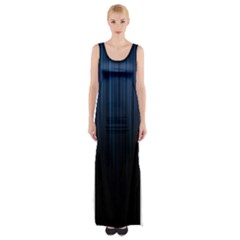 Black Blue Line Vertical Space Sky Maxi Thigh Split Dress by Mariart