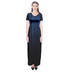 Black Blue Line Vertical Space Sky Short Sleeve Maxi Dress