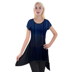 Black Blue Line Vertical Space Sky Short Sleeve Side Drop Tunic by Mariart