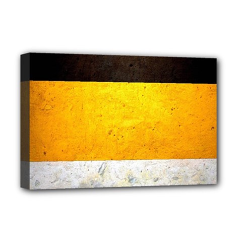 Wooden Board Yellow White Black Deluxe Canvas 18  X 12   by Mariart