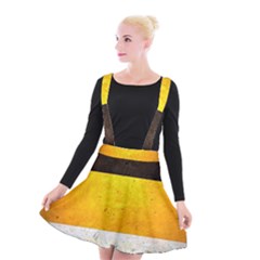 Wooden Board Yellow White Black Suspender Skater Skirt by Mariart