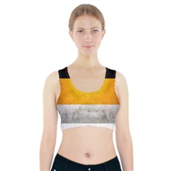 Wooden Board Yellow White Black Sports Bra With Pocket