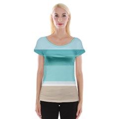 Dachis Beach Line Blue Water Women s Cap Sleeve Top by Mariart