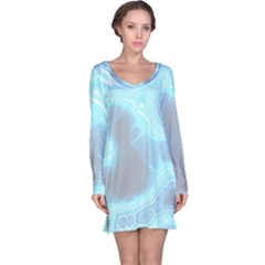 Blue Patterned Aurora Space Long Sleeve Nightdress