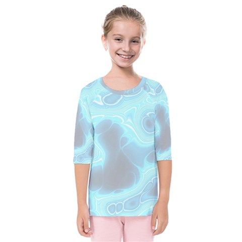 Blue Patterned Aurora Space Kids  Quarter Sleeve Raglan Tee by Mariart