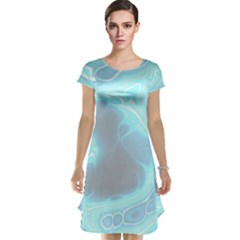 Blue Patterned Aurora Space Cap Sleeve Nightdress