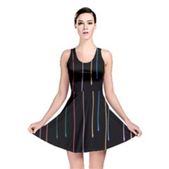 Falling Light Lines Perfection Graphic Colorful Reversible Skater Dress by Mariart