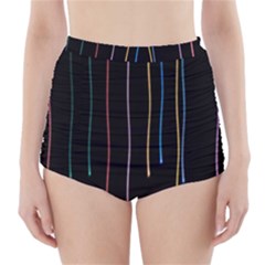 Falling Light Lines Perfection Graphic Colorful High-waisted Bikini Bottoms