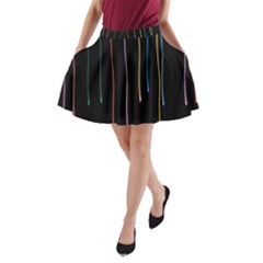 Falling Light Lines Perfection Graphic Colorful A-line Pocket Skirt by Mariart