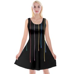 Falling Light Lines Perfection Graphic Colorful Reversible Velvet Sleeveless Dress by Mariart