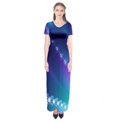 Flow Blue Pink High Definition Short Sleeve Maxi Dress by Mariart