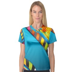 Color Dream Polka Women s V-neck Sport Mesh Tee