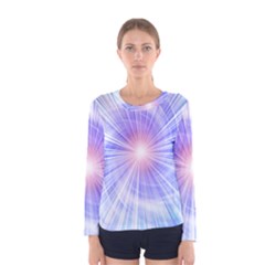 Creation Light Blue White Neon Sun Women s Long Sleeve Tee