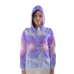 Creation Light Blue White Neon Sun Hooded Wind Breaker (women)