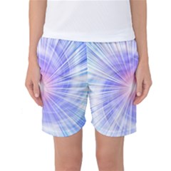 Creation Light Blue White Neon Sun Women s Basketball Shorts by Mariart