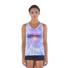 Creation Light Blue White Neon Sun Women s Sport Tank Top  by Mariart