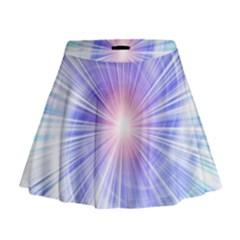 Creation Light Blue White Neon Sun Mini Flare Skirt by Mariart