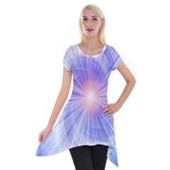 Creation Light Blue White Neon Sun Short Sleeve Side Drop Tunic by Mariart