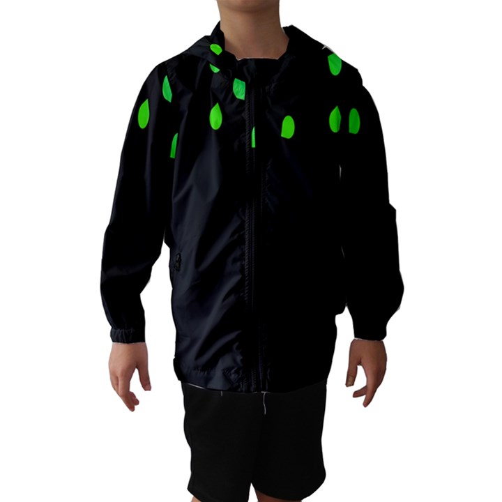 Green Black Widescreen Hooded Wind Breaker (Kids)