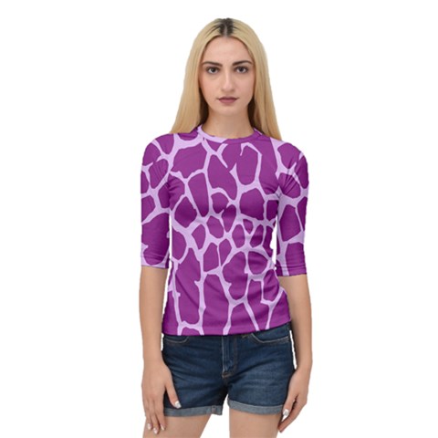 Giraffe Skin Purple Polka Quarter Sleeve Tee by Mariart