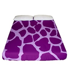 Giraffe Skin Purple Polka Fitted Sheet (queen Size) by Mariart