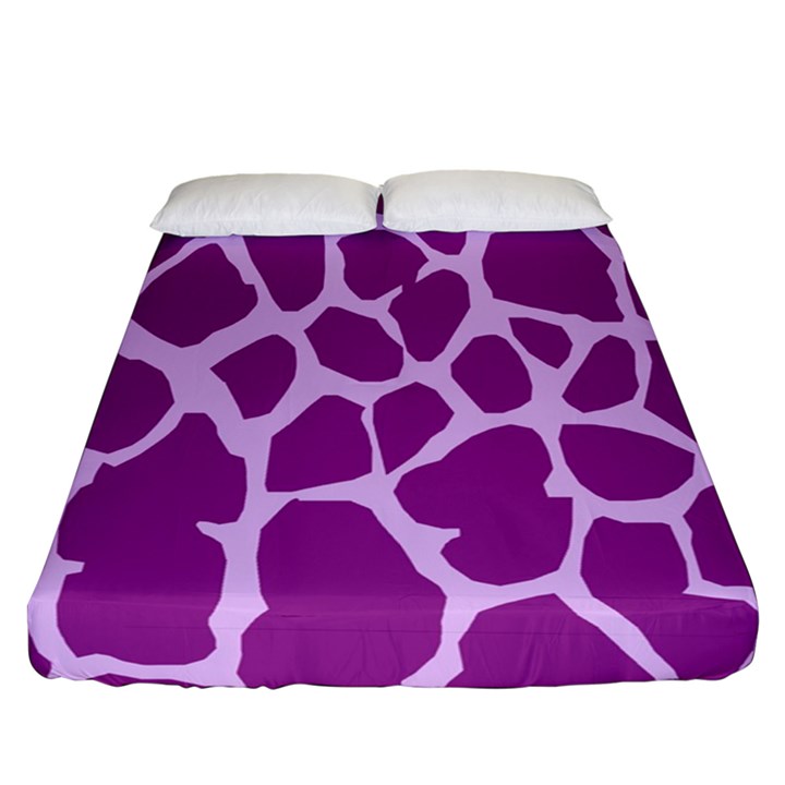 Giraffe Skin Purple Polka Fitted Sheet (Queen Size)