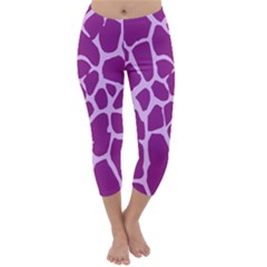 Giraffe Skin Purple Polka Capri Winter Leggings 