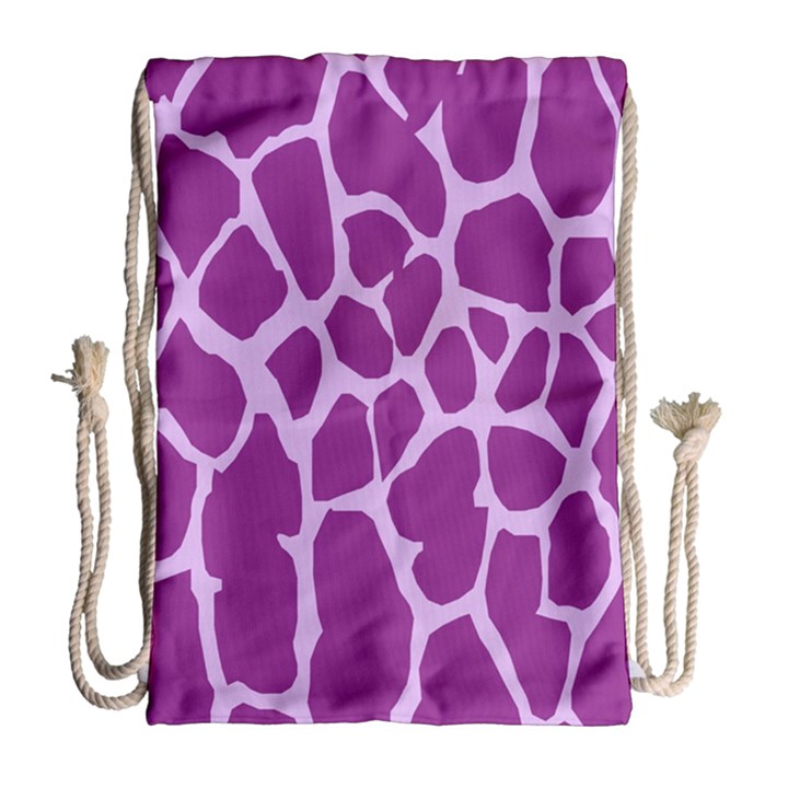 Giraffe Skin Purple Polka Drawstring Bag (Large)