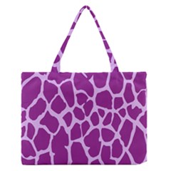 Giraffe Skin Purple Polka Medium Zipper Tote Bag