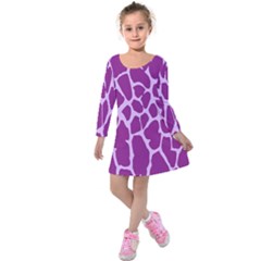 Giraffe Skin Purple Polka Kids  Long Sleeve Velvet Dress by Mariart