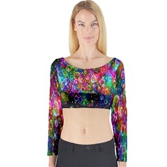 Colorful Bubble Shining Soap Rainbow Long Sleeve Crop Top by Mariart