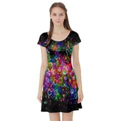 Colorful Bubble Shining Soap Rainbow Short Sleeve Skater Dress by Mariart