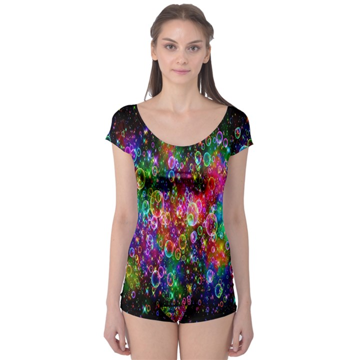 Colorful Bubble Shining Soap Rainbow Boyleg Leotard 