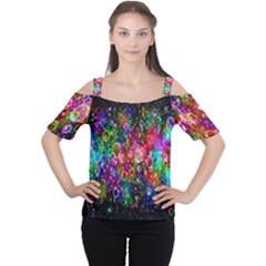 Colorful Bubble Shining Soap Rainbow Women s Cutout Shoulder Tee