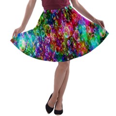 Colorful Bubble Shining Soap Rainbow A-line Skater Skirt by Mariart