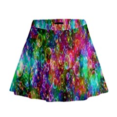 Colorful Bubble Shining Soap Rainbow Mini Flare Skirt