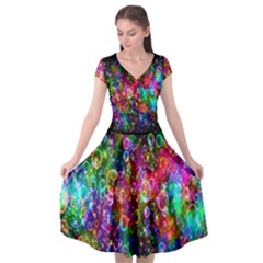 Colorful Bubble Shining Soap Rainbow Cap Sleeve Wrap Front Dress