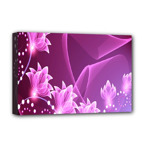 Lotus Sunflower Sakura Flower Floral Pink Purple Polka Leaf Polkadot Waves Wave Chevron Deluxe Canvas 18  X 12  