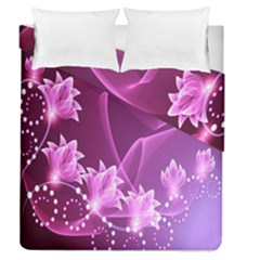 Lotus Sunflower Sakura Flower Floral Pink Purple Polka Leaf Polkadot Waves Wave Chevron Duvet Cover Double Side (queen Size) by Mariart