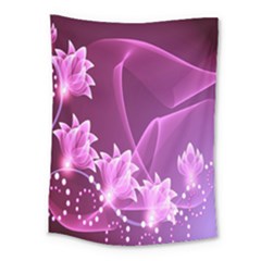 Lotus Sunflower Sakura Flower Floral Pink Purple Polka Leaf Polkadot Waves Wave Chevron Medium Tapestry by Mariart