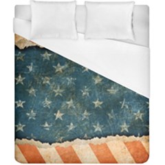 Grunge Ripped Paper Usa Flag Duvet Cover (california King Size)