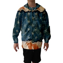 Grunge Ripped Paper Usa Flag Hooded Wind Breaker (kids) by Mariart