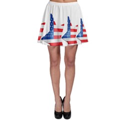 Multiple Us Flag Stars Line Slide Skater Skirt by Mariart