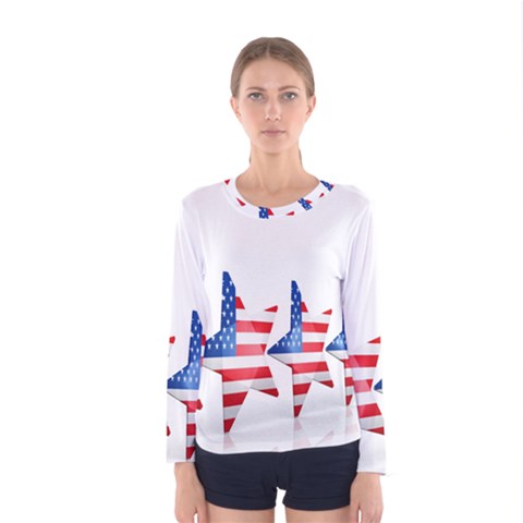 Multiple Us Flag Stars Line Slide Women s Long Sleeve Tee by Mariart